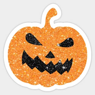 Pastel Orange Faux Glitter Halloween Pumpkin Face Sticker